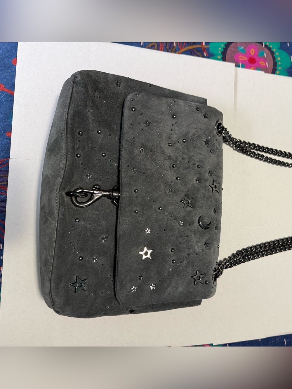 Rebecca Minkoff Black Star & Moon Suede Shoulder Bag